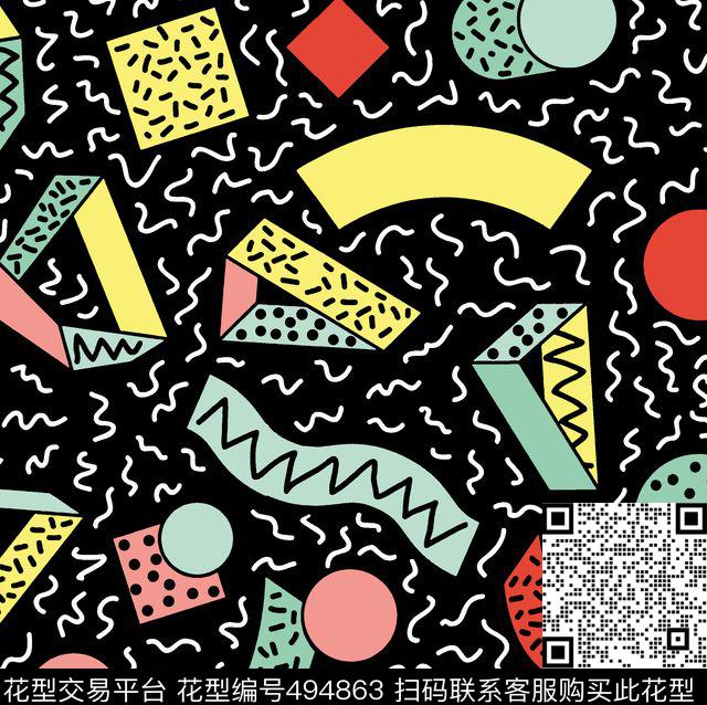 几何组合拼图箱包传统印花华亿平台下载（图片编号: 494863） - 瓦栏（Walan）