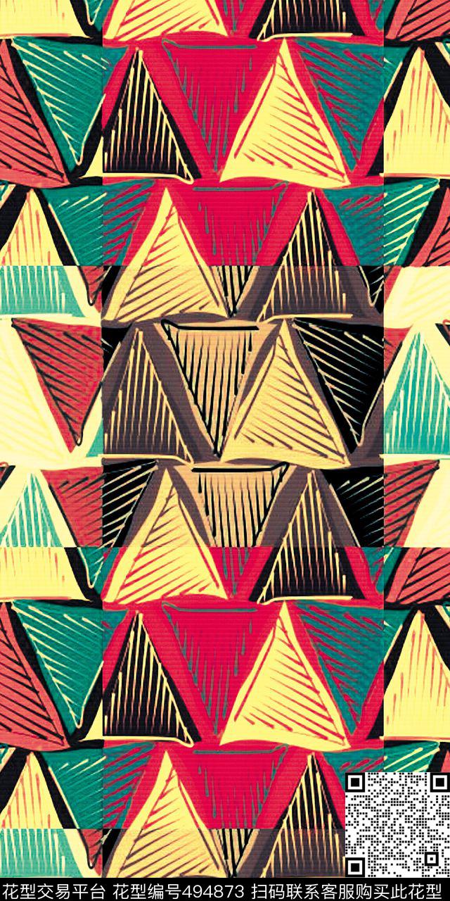 潮流时尚服装几何数码印花华亿平台下载（图片编号: 494873） - 瓦栏（Walan）