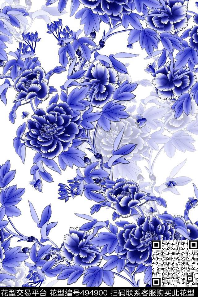 创意青花瓷印花数码印花华亿平台下载（图片编号: 494900） - 瓦栏（Walan）