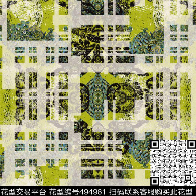 抽象底纹格子数码印花华亿平台下载（图片编号: 494961） - 瓦栏（Walan）
