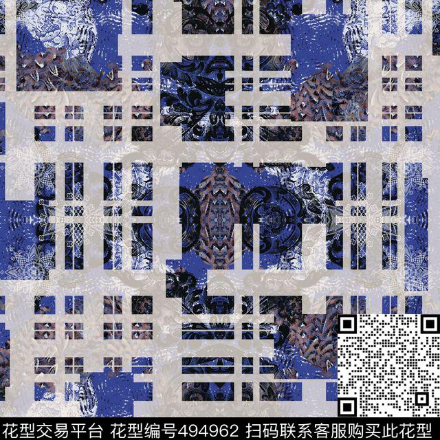 抽象底纹格子数码印花华亿平台下载（图片编号: 494962） - 瓦栏（Walan）