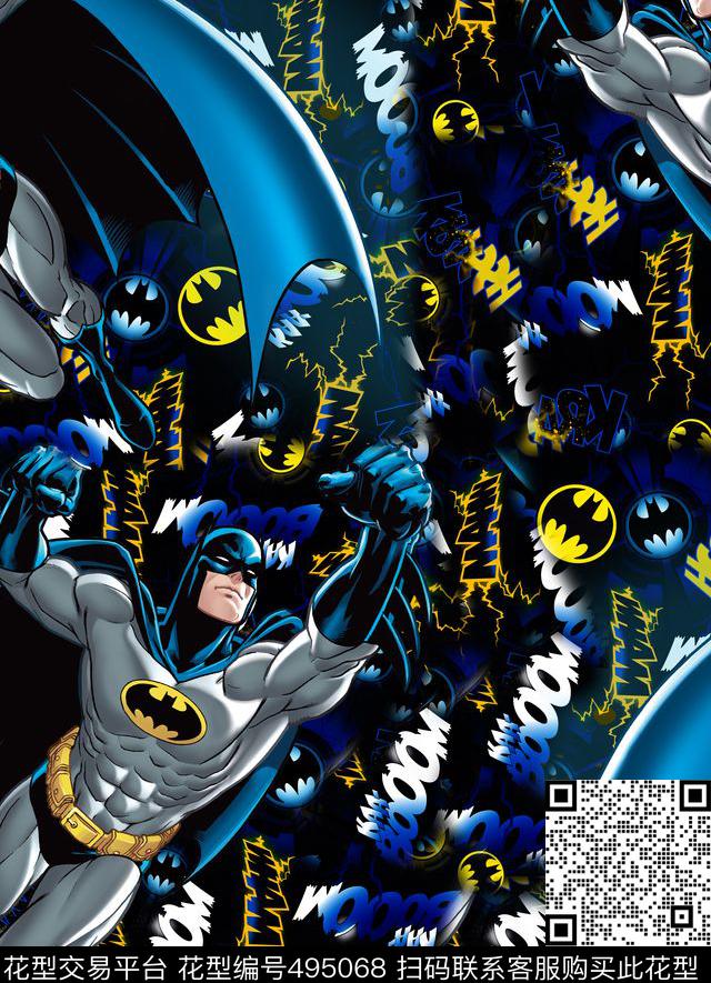 儿童卡通蝙蝠侠蜘蛛侠英文字母数码印花华亿平台下载（图片编号: 495068） - 瓦栏（Walan）