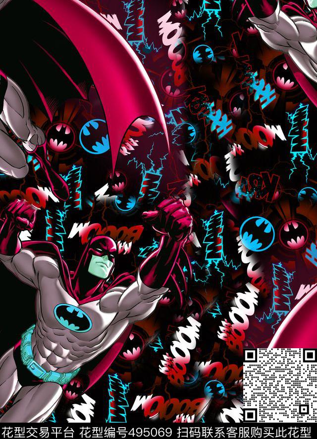 儿童卡通蝙蝠侠蜘蛛侠英文字母数码印花华亿平台下载（图片编号: 495069） - 瓦栏（Walan）