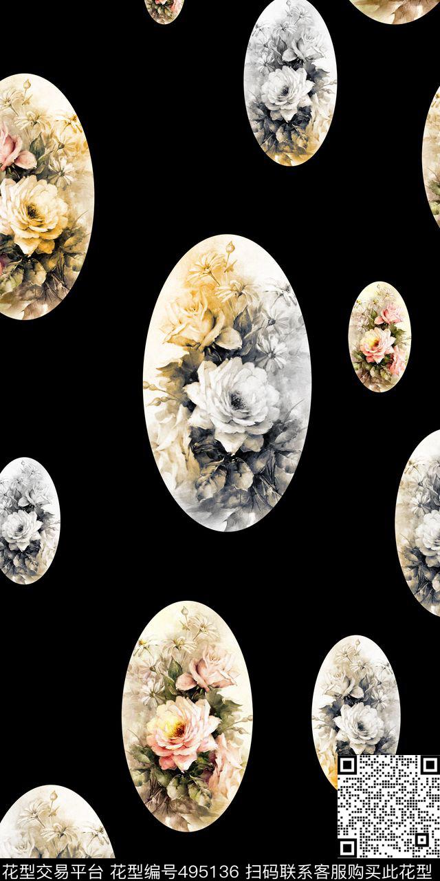 时尚花大牌数码印花华亿平台下载（图片编号: 495136） - 瓦栏（Walan）