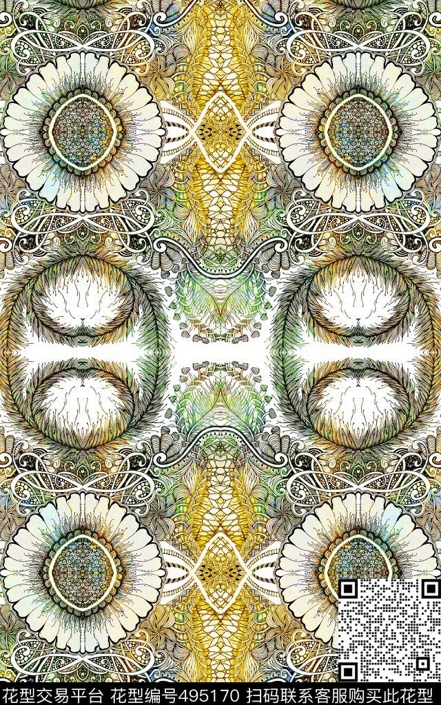 欧式宫廷民族数码印花华亿平台下载（图片编号: 495170） - 瓦栏（Walan）