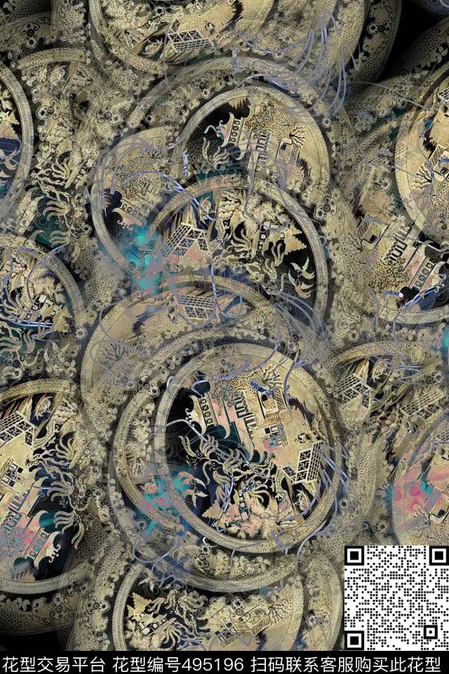 宫廷时尚庄严数码印花华亿平台下载（图片编号: 495196） - 瓦栏（Walan）