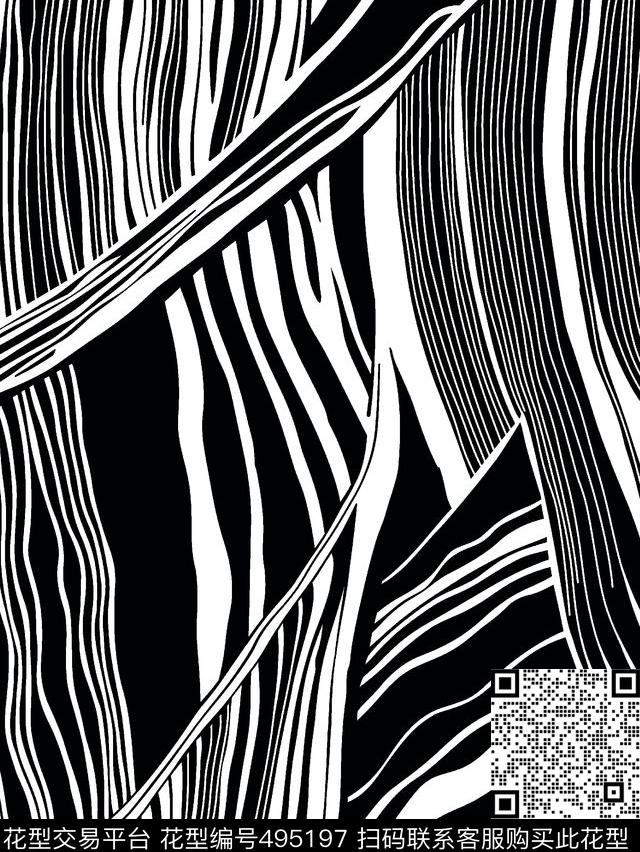 黑白条纹休闲风传统印花华亿平台下载（图片编号: 495197） - 瓦栏（Walan）
