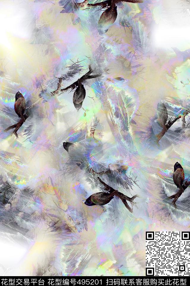 鸟时尚大牌数码印花华亿平台下载（图片编号: 495201） - 瓦栏（Walan）