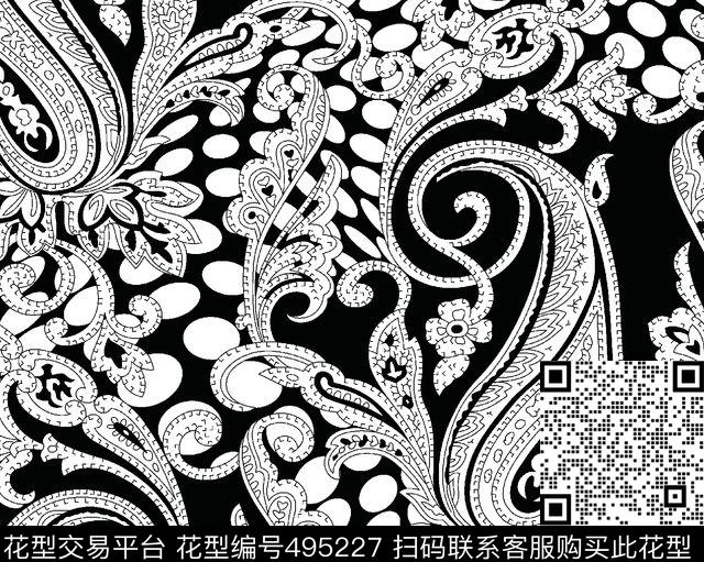 休闲风腰果花琵琶花椭圆点传统印花华亿平台下载（图片编号: 495227） - 瓦栏（Walan）