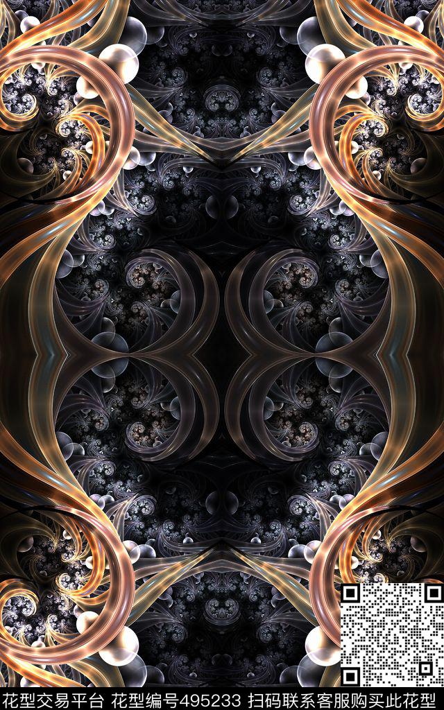 时尚数码3D藤蔓花卉数码印花华亿平台下载（图片编号: 495233） - 瓦栏（Walan）