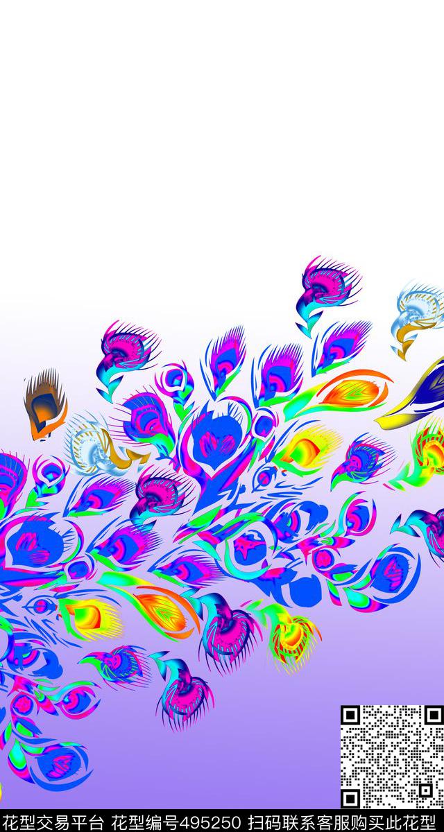 动物孔雀异域风情数码印花华亿平台下载（图片编号: 495250） - 瓦栏（Walan）