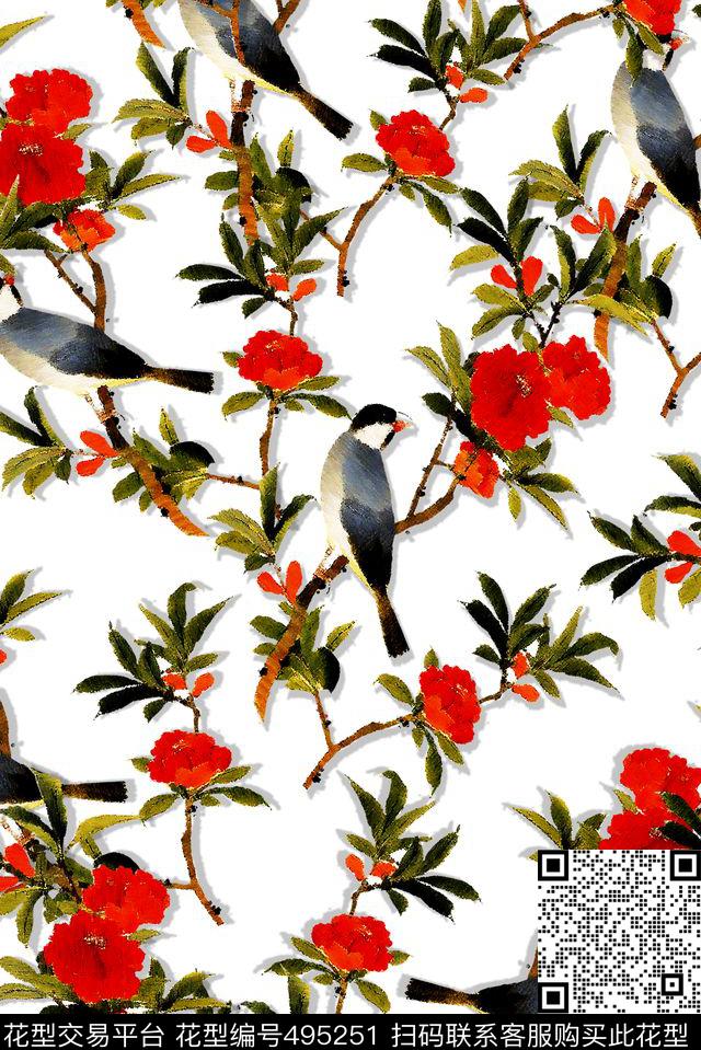 时尚花鸟世界数码印花华亿平台下载（图片编号: 495251） - 瓦栏（Walan）