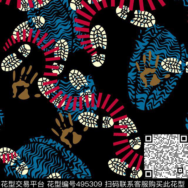 几何字母格子传统印花华亿平台下载（图片编号: 495309） - 瓦栏（Walan）