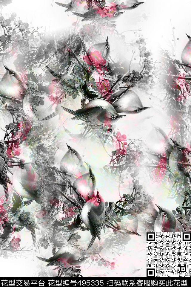 鸟时尚大牌数码印花华亿平台下载（图片编号: 495335） - 瓦栏（Walan）