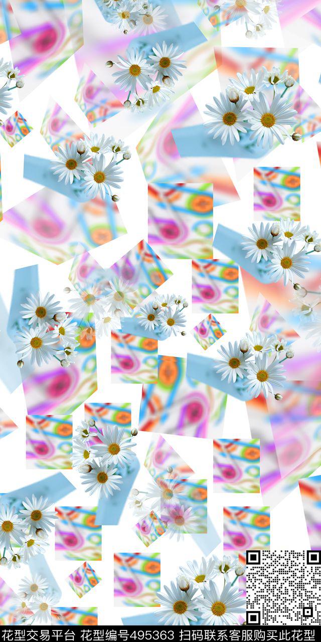 休闲几何图形小碎花数码印花华亿平台下载（图片编号: 495363） - 瓦栏（Walan）