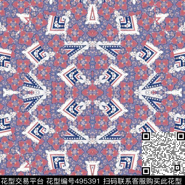 民族风拼接组合数码印花华亿平台下载（图片编号: 495391） - 瓦栏（Walan）