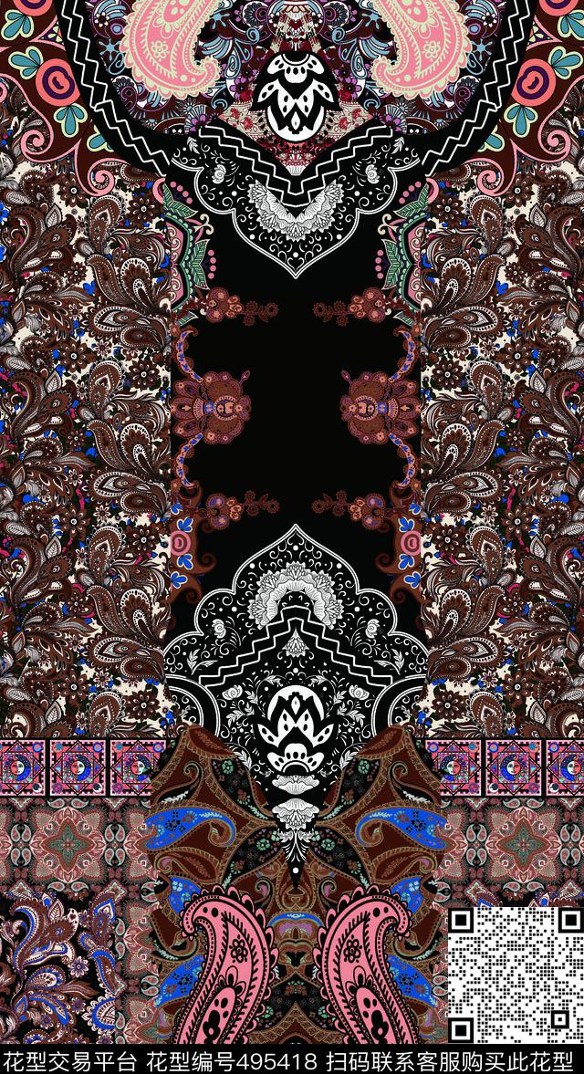 复古火腿纹佩斯利涡旋纹传统印花华亿平台下载（图片编号: 495418） - 瓦栏（Walan）