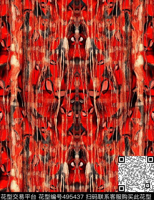 抽象服装复古数码印花华亿平台下载（图片编号: 495437） - 瓦栏（Walan）