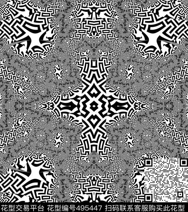 变形几何服装复古传统印花华亿平台下载（图片编号: 495447） - 瓦栏（Walan）