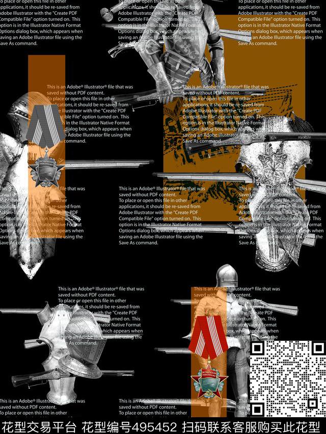 文艺复兴骑士复古数码印花华亿平台下载（图片编号: 495452） - 瓦栏（Walan）