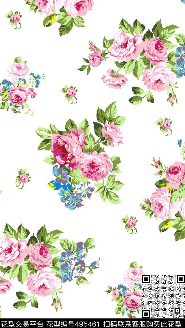 乱画时尚家纺大花传统印花华亿平台下载（图片编号: 495461） - 瓦栏（Walan）