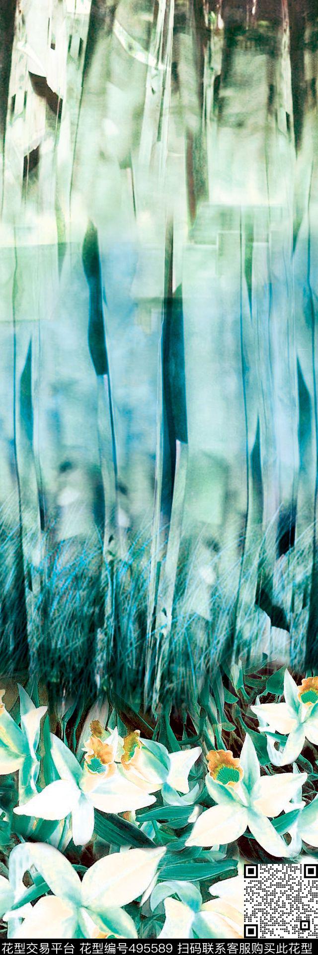 原创花卉优雅数码印花华亿平台下载（图片编号: 495589） - 瓦栏（Walan）