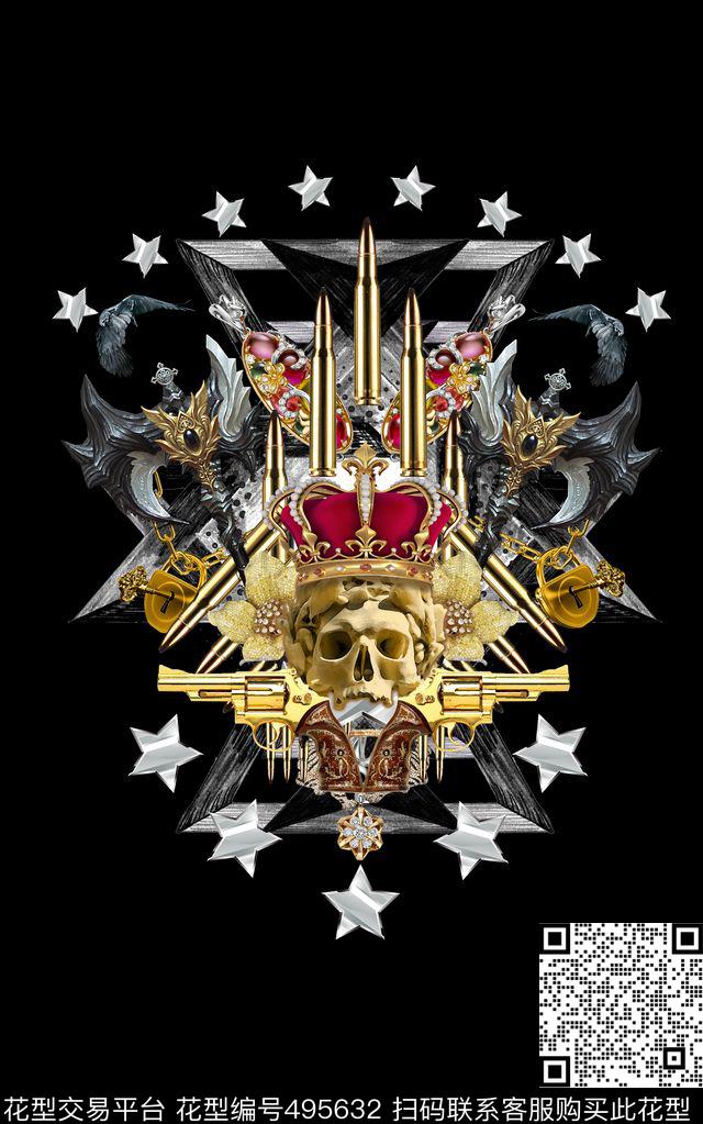 T恤卫衣夹克潮流时尚骷髅头数码印花华亿平台下载（图片编号: 495632） - 瓦栏（Walan）