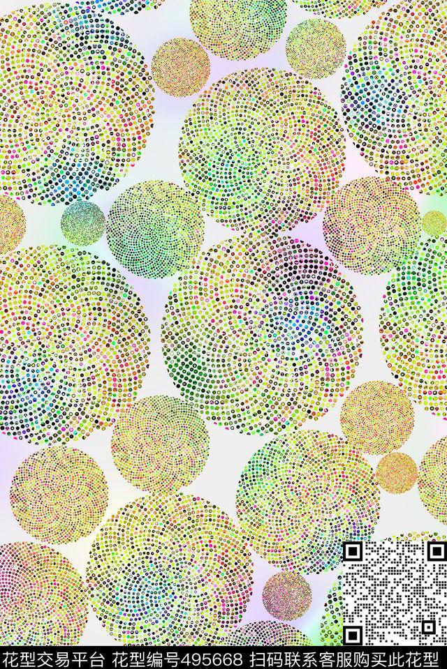抽象波普五彩圆点手绘数码印花华亿平台下载（图片编号: 495668） - 瓦栏（Walan）