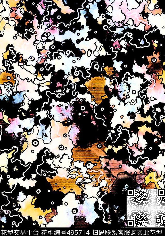 斑驳肌理时尚数码印花华亿平台下载（图片编号: 495714） - 瓦栏（Walan）