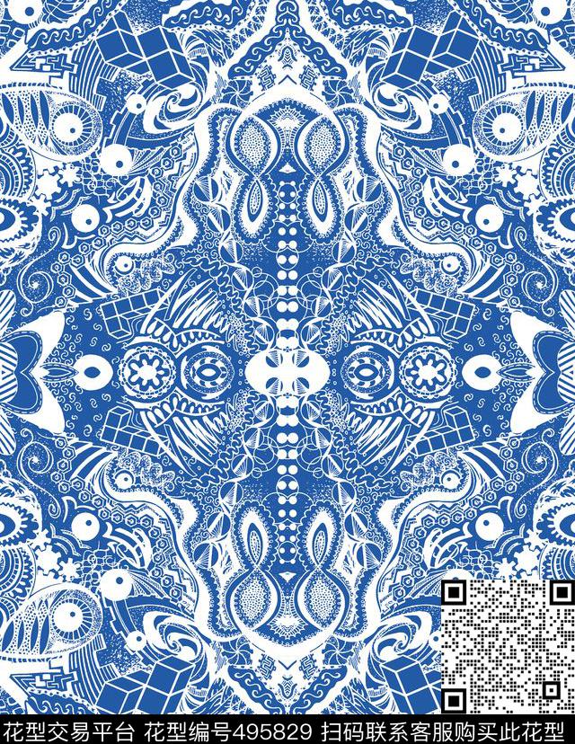 传统花纹复古家纺传统印花华亿平台下载（图片编号: 495829） - 瓦栏（Walan）
