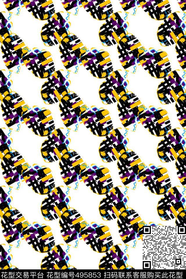 抽象手绘圆点数码印花华亿平台下载（图片编号: 495853） - 瓦栏（Walan）