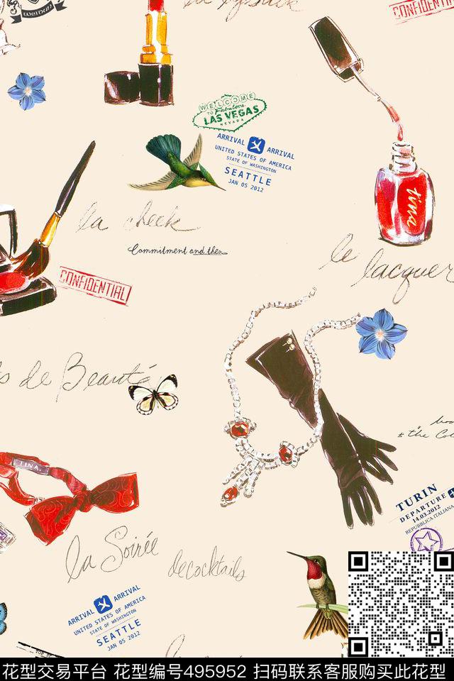 口红香水英伦数码印花华亿平台下载（图片编号: 495952） - 瓦栏（Walan）