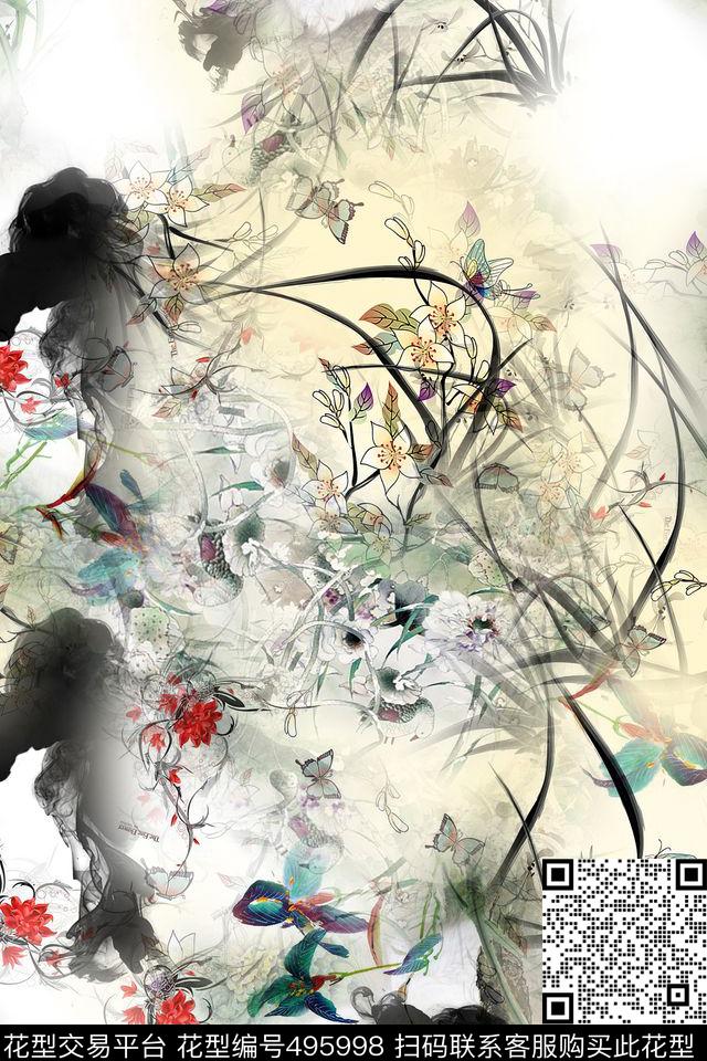 时尚大牌花卉数码印花华亿平台下载（图片编号: 495998） - 瓦栏（Walan）