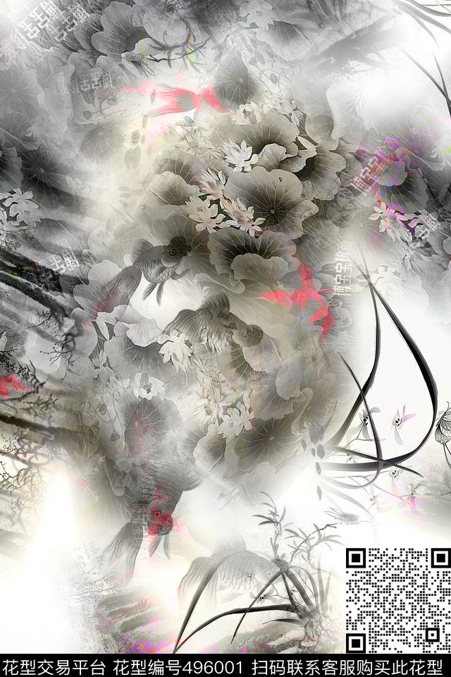 时尚大牌花卉数码印花华亿平台下载（图片编号: 496001） - 瓦栏（Walan）