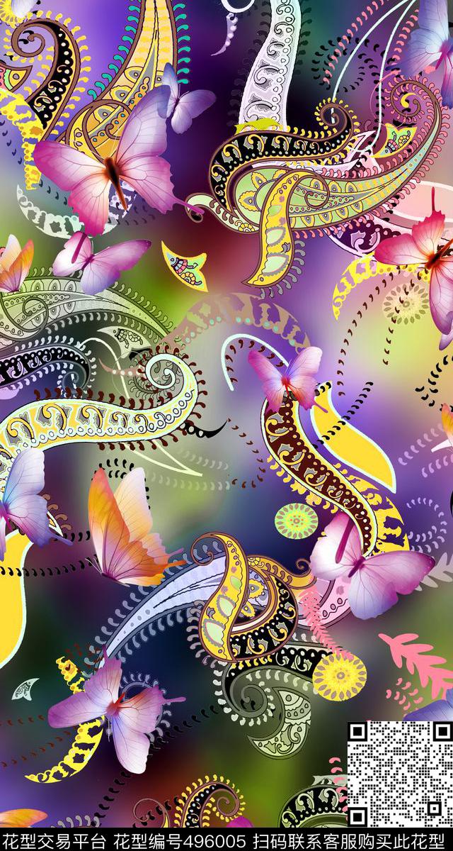 火腿腰果佩斯利数码印花华亿平台下载（图片编号: 496005） - 瓦栏（Walan）