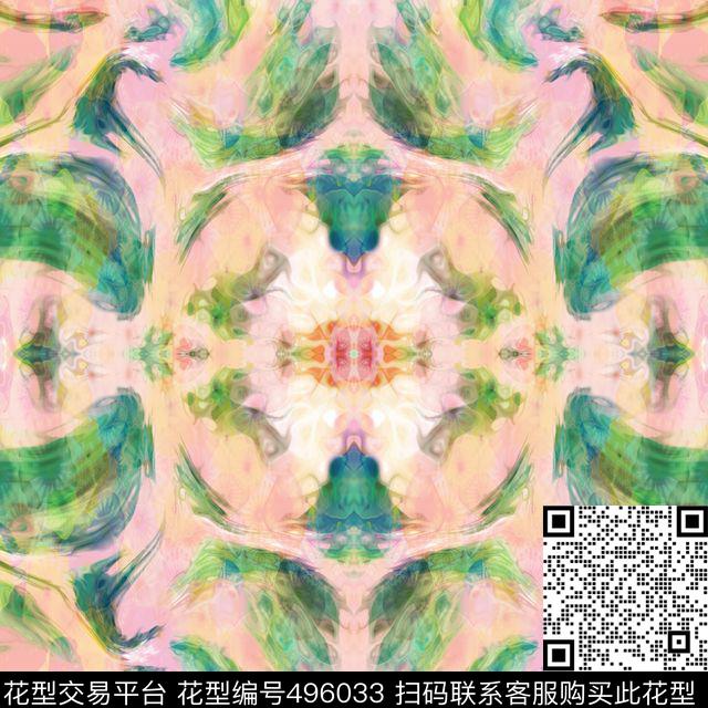 花卉青色植物数码印花华亿平台下载（图片编号: 496033） - 瓦栏（Walan）