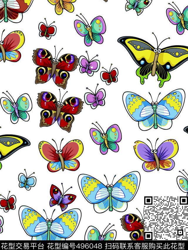 动物昆虫儿童贴纸蝴蝶卡通数码印花华亿平台下载（图片编号: 496048） - 瓦栏（Walan）