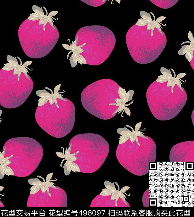 2016秋冬女装童装手绘草莓数码印花华亿平台下载（图片编号: 496097） - 瓦栏（Walan）