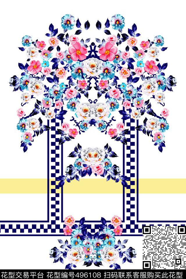 数码定位花卉叶子花卉数码印花华亿平台下载（图片编号: 496108） - 瓦栏（Walan）