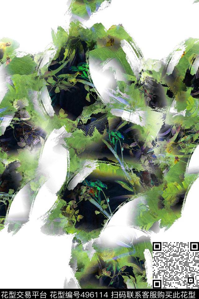 大牌时尚水墨数码印花华亿平台下载（图片编号: 496114） - 瓦栏（Walan）