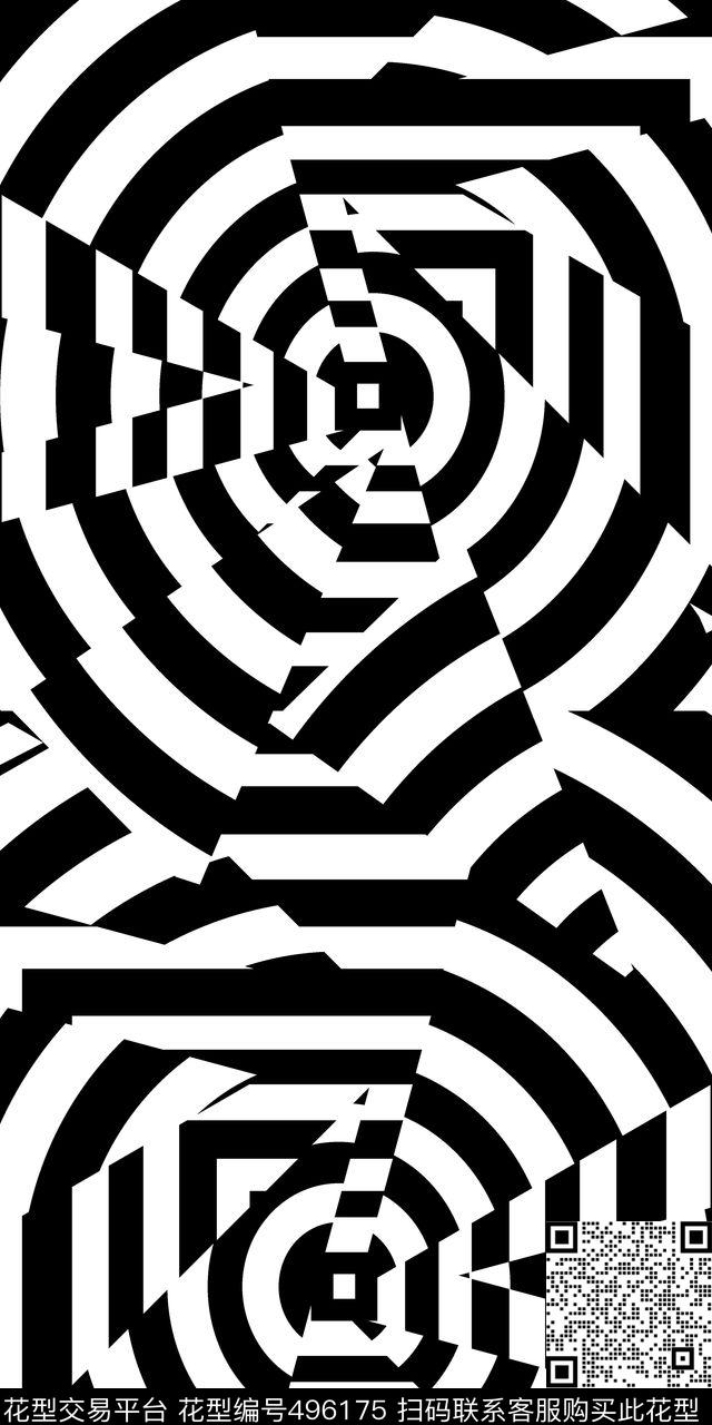 黑白几何时尚传统印花华亿平台下载（图片编号: 496175） - 瓦栏（Walan）