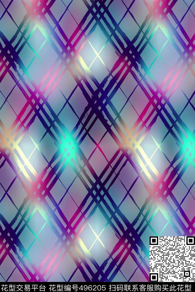 抽象格子时尚数码印花华亿平台下载（图片编号: 496205） - 瓦栏（Walan）