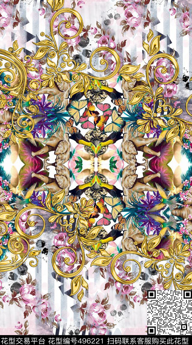时尚金属纹花纹数码印花华亿平台下载（图片编号: 496221） - 瓦栏（Walan）