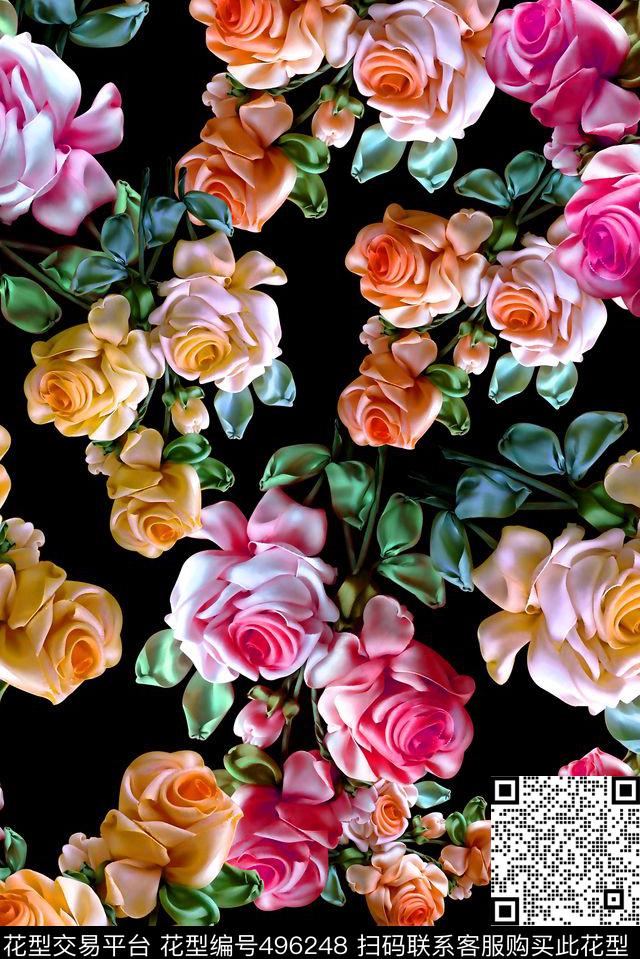 深底立体花卉数码印花华亿平台下载（图片编号: 496248） - 瓦栏（Walan）