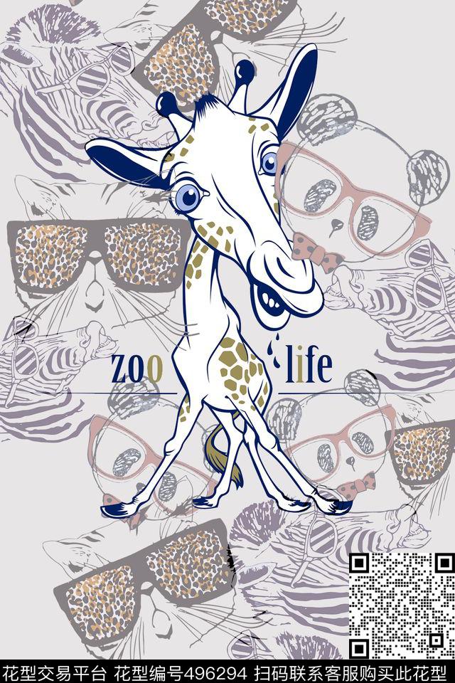 T恤长颈鹿衬衫数码印花华亿平台下载（图片编号: 496294） - 瓦栏（Walan）