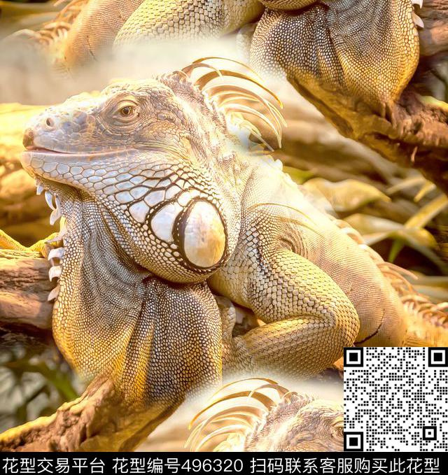 大龙蜥蜴巨型蜥蜴爬行动物数码印花华亿平台下载（图片编号: 496320） - 瓦栏（Walan）
