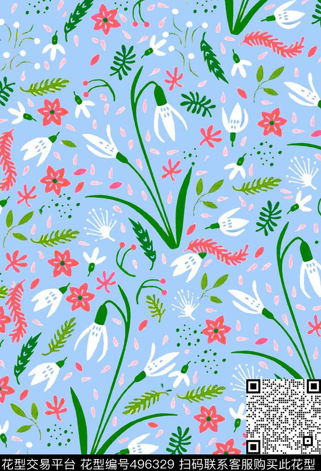 手绘小碎花童装传统印花华亿平台下载（图片编号: 496329） - 瓦栏（Walan）