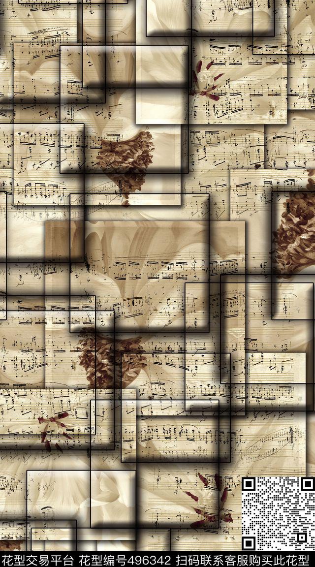 花卉局部透明数码印花华亿平台下载（图片编号: 496342） - 瓦栏（Walan）