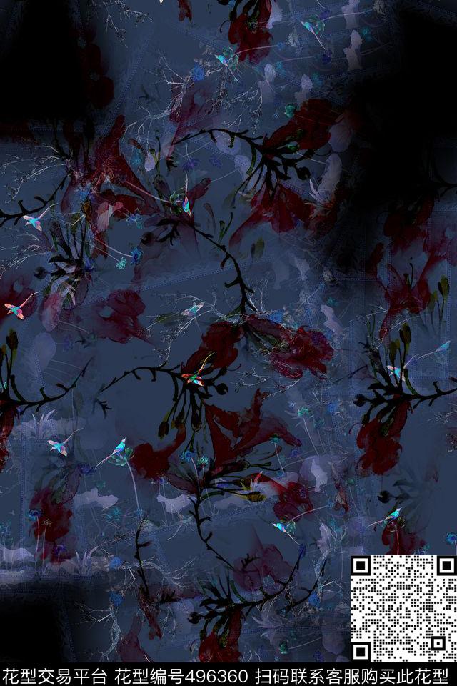 大牌花卉时尚数码印花华亿平台下载（图片编号: 496360） - 瓦栏（Walan）