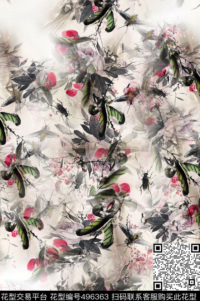 大牌时尚花卉数码印花华亿平台下载（图片编号: 496363） - 瓦栏（Walan）